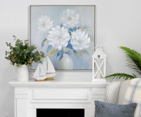 Lucie Blue Peonies I Framed Canvas Painting