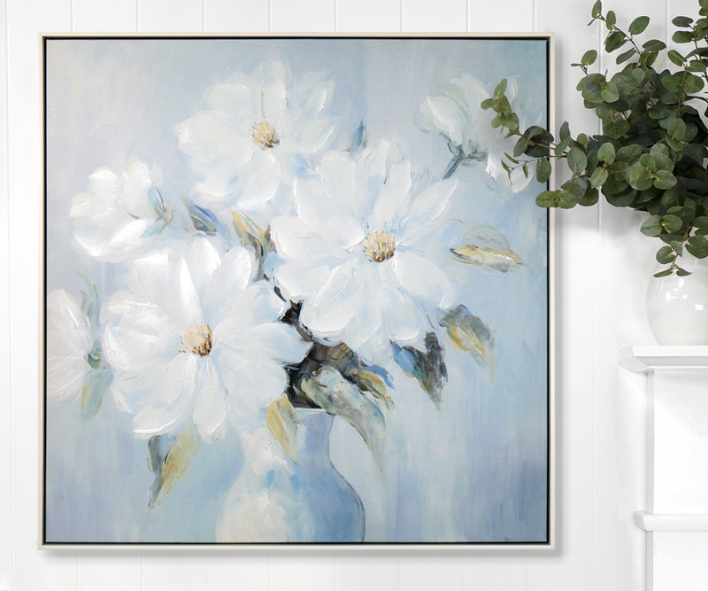 Lucie Blue Peonies II Framed Canvas Painting