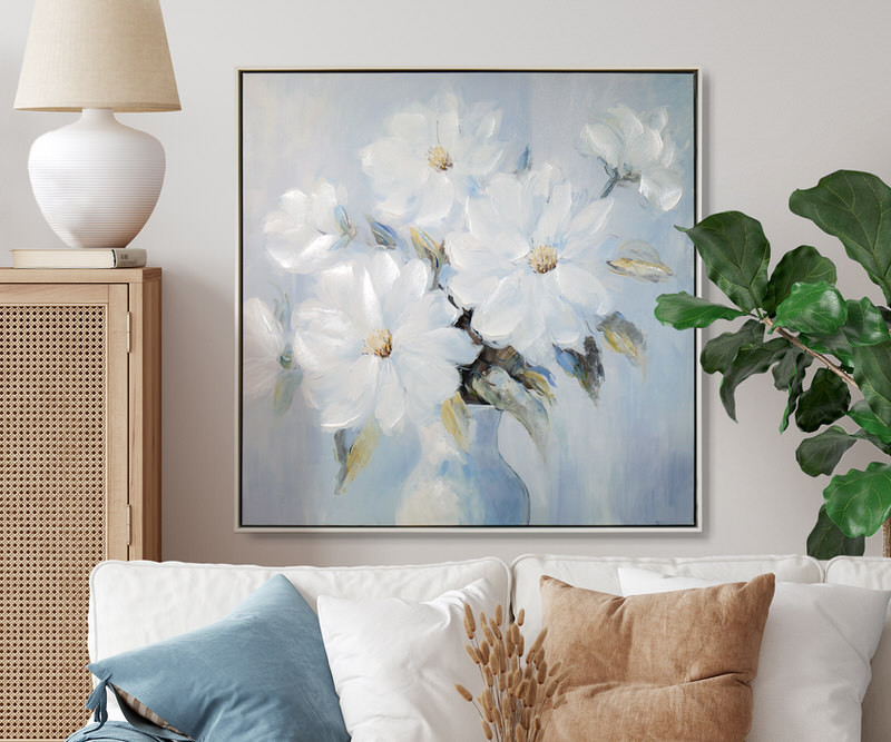 Lucie Blue Peonies II Framed Canvas Painting