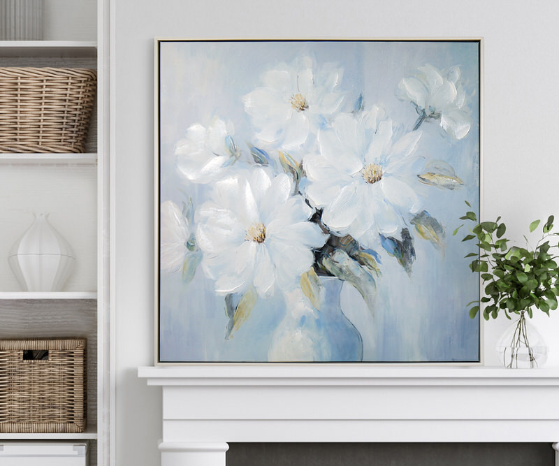 Lucie Blue Peonies II Framed Canvas Painting