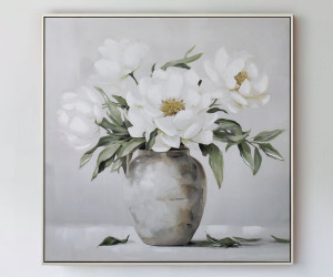 Delphine White Blooms I Canvas Painting
