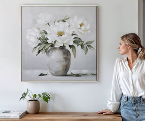 Delphine White Blooms I Canvas Painting