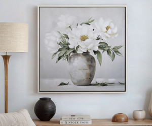 Delphine White Blooms I Canvas Painting