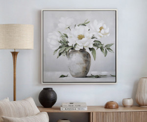 Delphine White Blooms I Canvas Painting