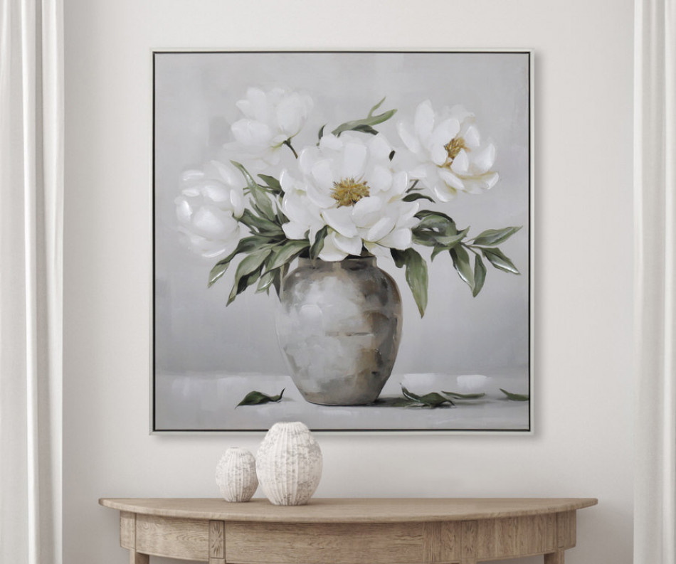 Delphine White Blooms I Canvas Painting