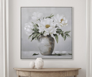 Delphine White Blooms I Canvas Painting