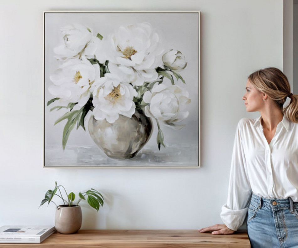 Delphine White Blooms II Canvas Painting