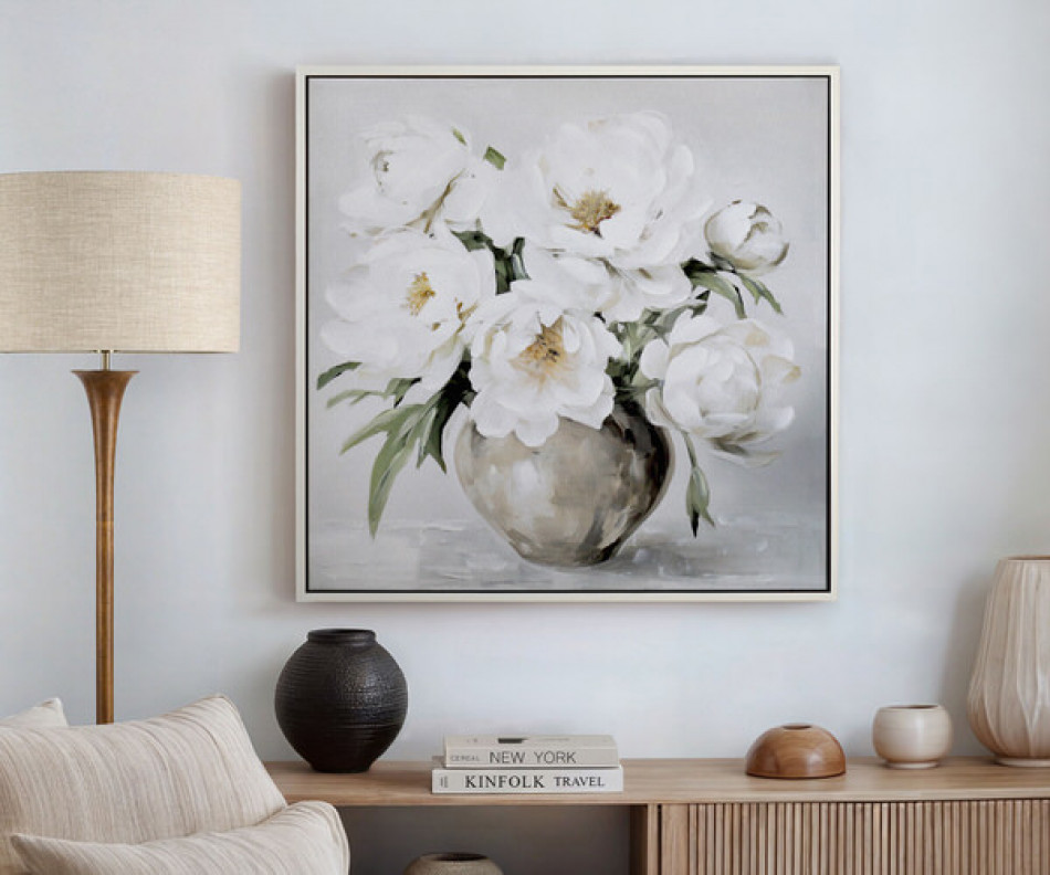 Delphine White Blooms II Canvas Painting