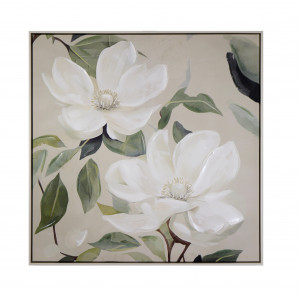 Calista White Magnolia I Canvas Painting, presented as decorative artwork for creating a focal point on a wall
