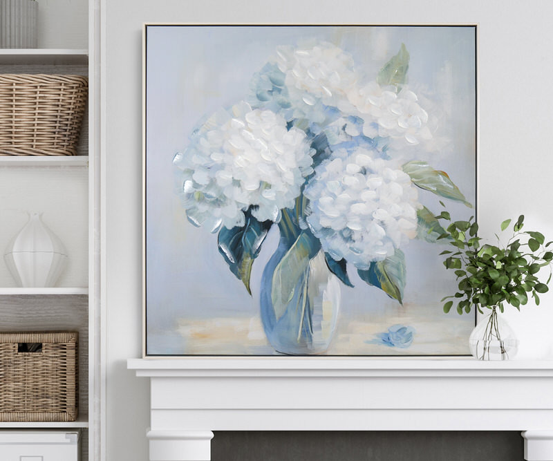 Melody Blue Hydrangeas Framed Canvas Painting