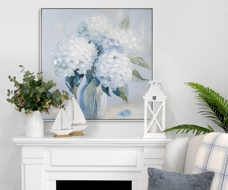 Melody Blue Hydrangeas Framed Canvas Painting