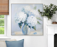 Melody Blue Hydrangeas Framed Canvas Painting