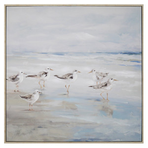 Lagoon Seabirds Canvas Painting, decorative wall artwork for an interior display