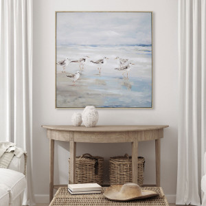 Lagoon Seabirds Canvas Painting, a wall display piece featuring the named subject and composition