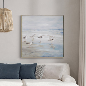 Lagoon Seabirds Canvas Painting, presented as decorative artwork for creating a focal point on a wall