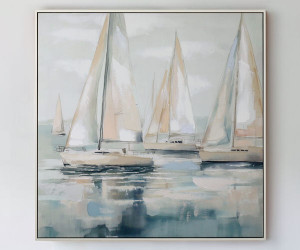 Sunset Reflections Yachts Canvas Painting