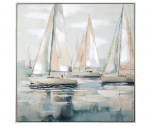 Sunset Reflections Yachts Canvas Painting