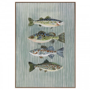Tidepool Fish Coastal Canvas Painting, decorative wall artwork for an interior display