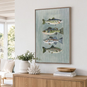 Tidepool Fish Coastal Canvas Painting, a wall display piece featuring the named subject and composition