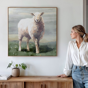 Corriedale Country Sheep Canvas Painting, decorative wall artwork for an interior display