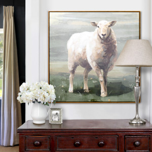 Corriedale Country Sheep Canvas Painting, presented as decorative artwork for creating a focal point on a wall