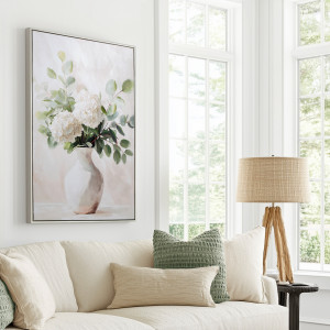 Bellevue II White Hydrangeas Canvas Painting, decorative wall artwork for an interior display