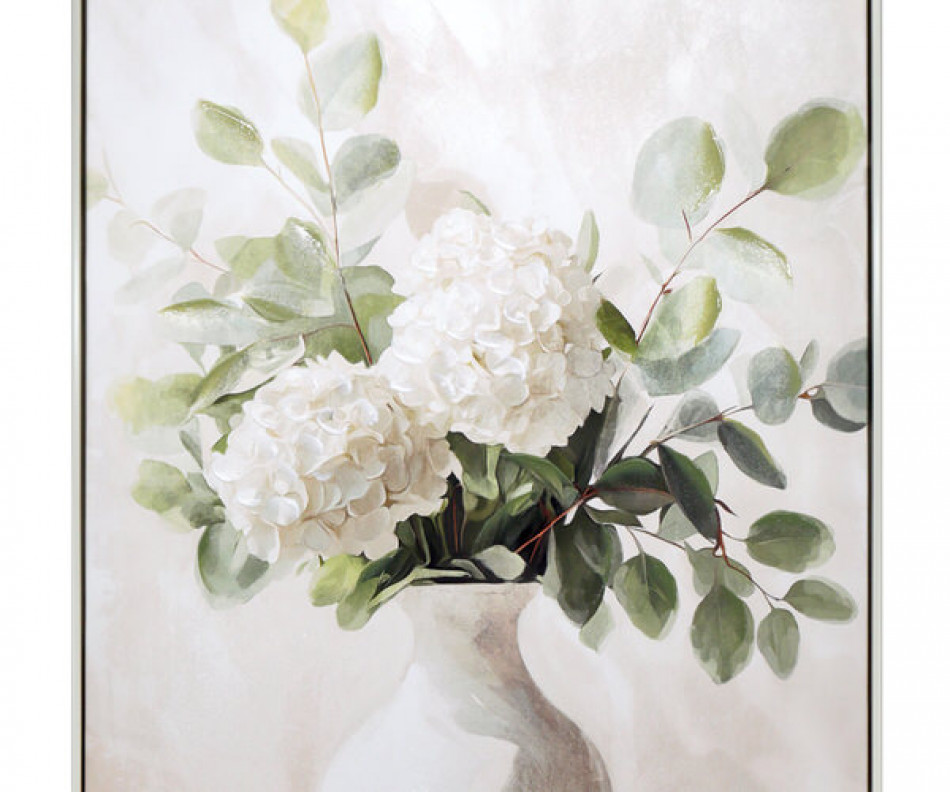 Bellevue II White Hydrangeas Canvas Painting