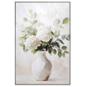 Bellevue II White Hydrangeas Canvas Painting, a wall display piece featuring the named subject and composition