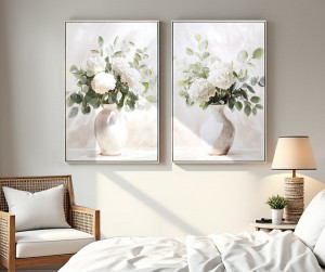 Bellevue I White Hydrangeas Canvas Painting