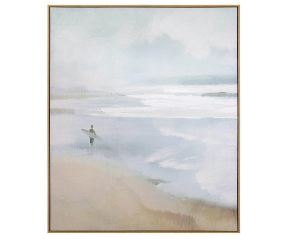 Shoreline Beach Canvas Painting Framed