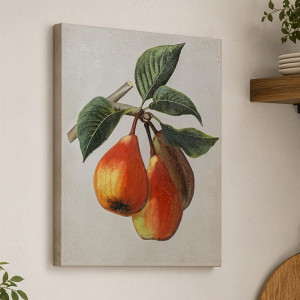 Orchard Pears Botanical Canvas Painting, framed wall artwork