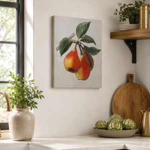 Orchard Pears Botanical Canvas Painting, presented as decorative artwork for creating a focal point on a wall
