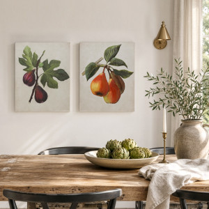 Orchard Figs Botanical Canvas Painting, a wall display piece featuring the named subject and composition