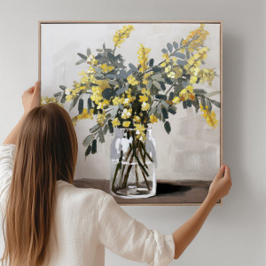 Matilda Yellow Wattle Canvas Painting, a wall display piece featuring the named subject and composition