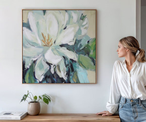 Magnolia Garden Canvas Painting 80x80cm