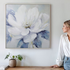Amalia White Peony I Canvas Painting, presented as decorative artwork for creating a focal point on a wall