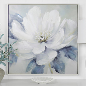 Amalia White Peony I Canvas Painting, framed wall artwork