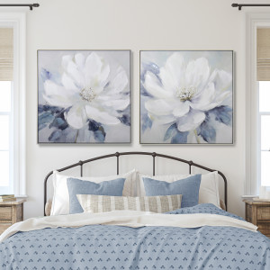 Amalia White Peony I Canvas Painting, a wall display piece featuring the named subject and composition