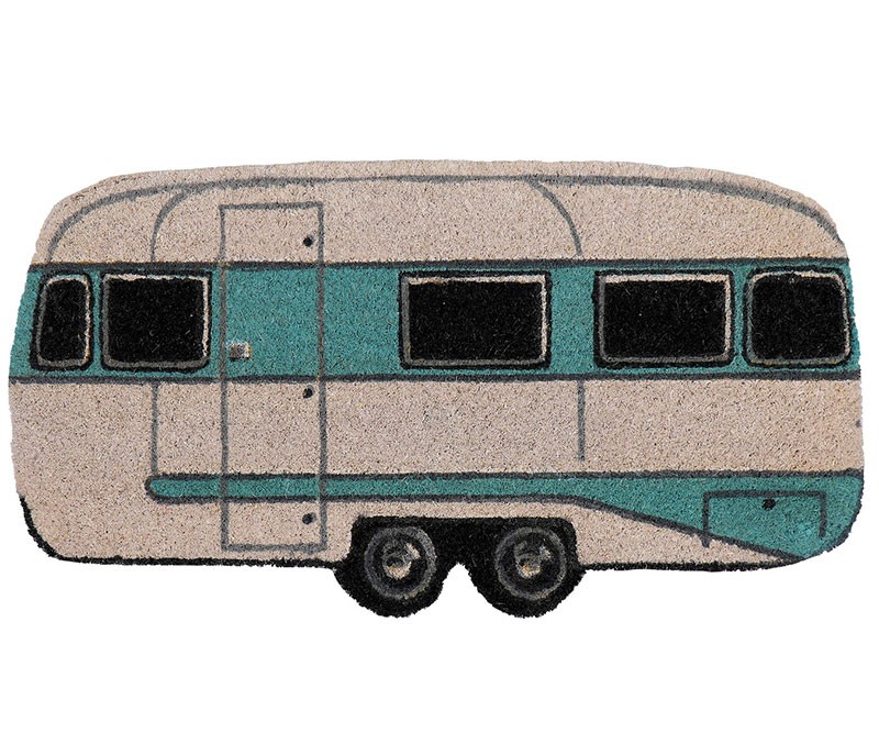 Green Caravan Vinyl Backed Doormat