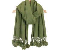 Ascot Cashmere Scarf - Olive Green