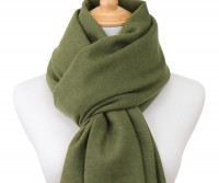 100% Cashmere Fringed Scarf - Khaki