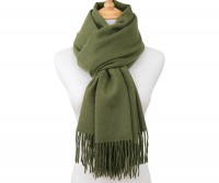 100% Cashmere Fringed Scarf - Khaki