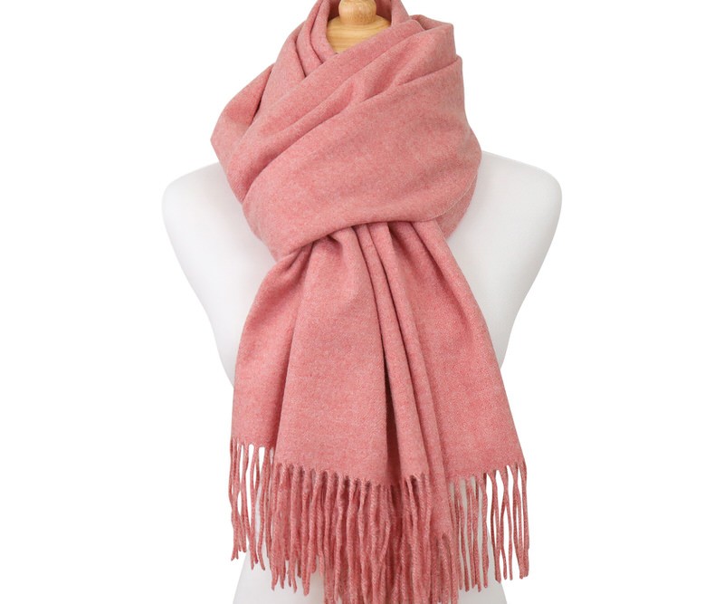 100% Cashmere Fringed Scarf - Antique Rose