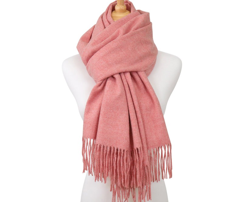 100% Cashmere Fringed Scarf - Antique Rose