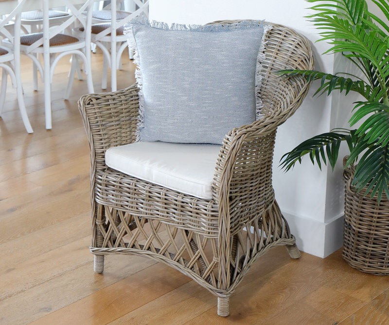 Charlotte Rattan Cane Armchair Antique Grey