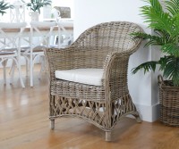 Charlotte Rattan Cane Armchair Antique Grey