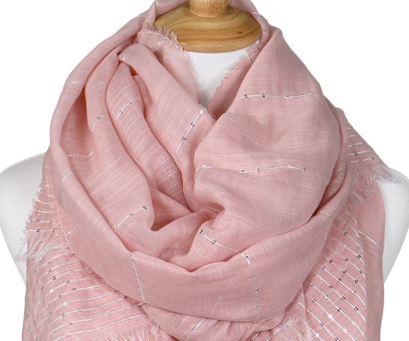 Selene Pink Sequins Boho Scarf