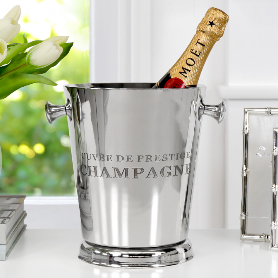 Cuvee de Prestige Silver Champagne Bucket, shown as a standalone product for clear identification