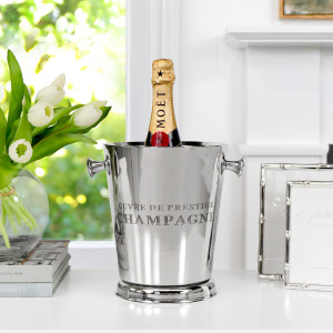 Cuvee de Prestige Silver Champagne Bucket, highlighting the product's distinctive form and defining design