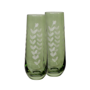 Set 4 Belvedere Green Champagne Flutes, shown as a standalone product for clear identification